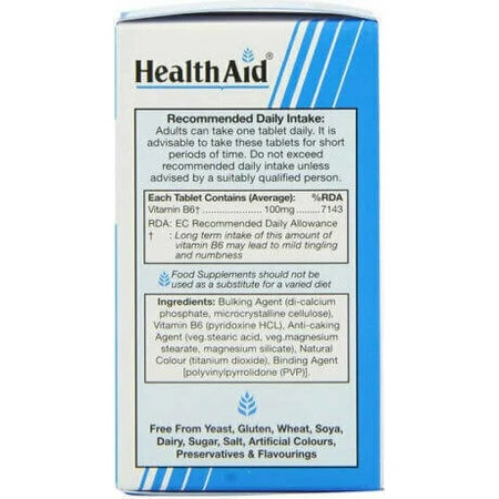Health Aid B6 Вітамін B6 Вітамін для здоров'я нервової системи 100 мг 90 таблеток: ціни та характеристики