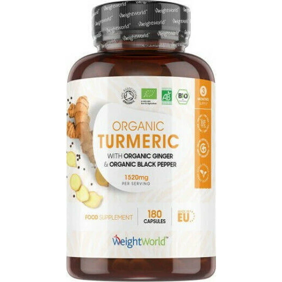WeightWorld Органічна куркума з імбиром та чорним перцем 180 капсул: ціни та характеристики