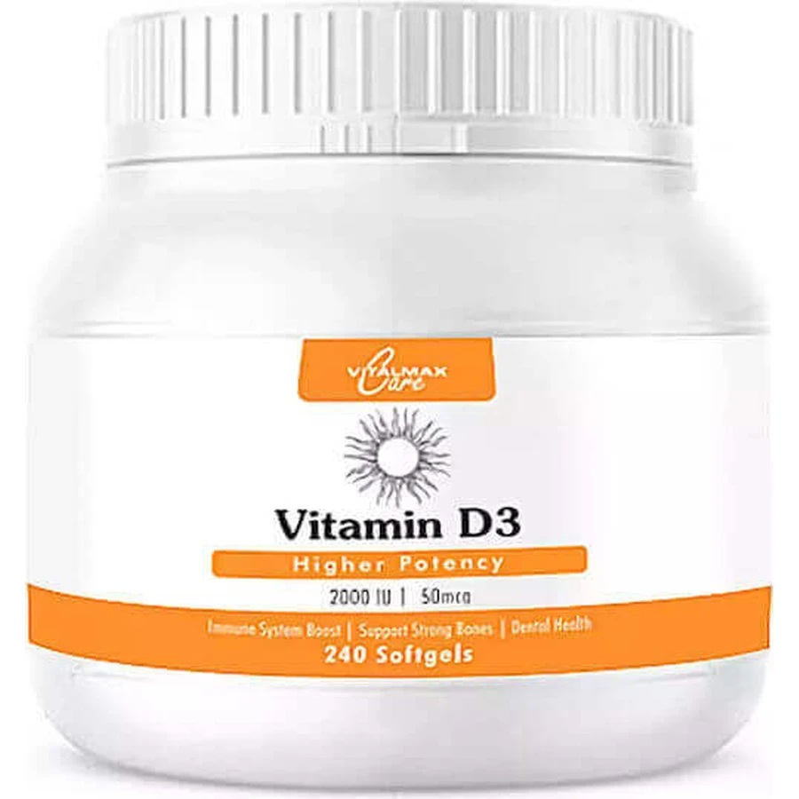 Vitalmaxx Вітамін D3 Вітамін для підтримки імунітету та здоров'я яєць 2000iu 240 м'яких гелів: ціни та характеристики