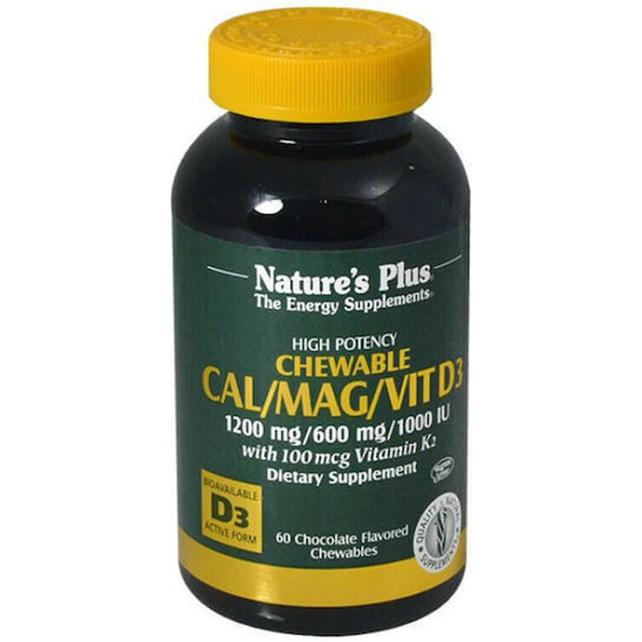 Nature's Plus Кальцій Магній Вітамін D3 з вітаміном К2 1 МО 60 жувальних таблеток: ціни та характеристики