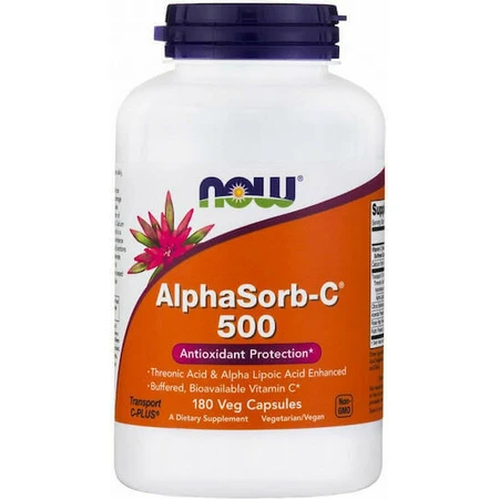 Now Foods AlphaSorb-C 500 Витамин для укрепления иммунитета, кожи и антиоксидантного действия 500 мг 180 растительных капсул: цены и характеристики