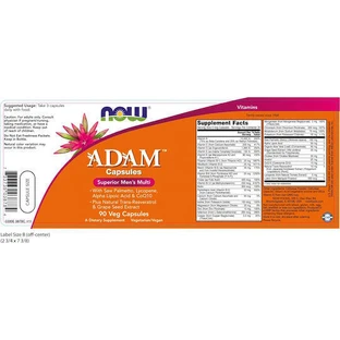 Now Foods Adam Мультивитамины для энергии, укрепления иммунной системы и здоровья яиц 90 растительных капсул