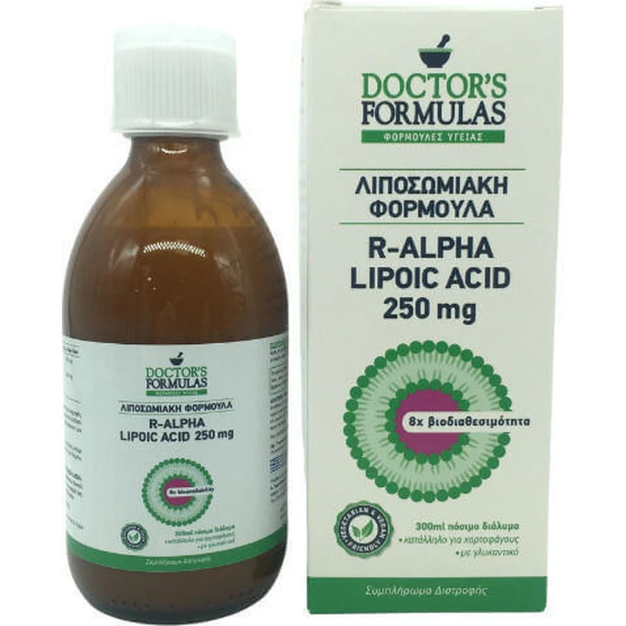 Doctor's Formulas R Альфа-ліпоєва кислота 250 мг Спеціальна харчова добавка 300 мл: ціни та характеристики