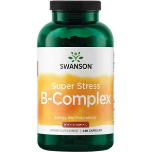 Swanson Super Stress B-Complex with Vitamin C Витамин для энергии, укрепления иммунитета и нервной системы 240 капс