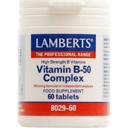 Lamberts Vitamin B-50 Вітамінний комплекс для зміцнення енергії, імунітету та нервової системи 60 таблеток: ціни та характеристики