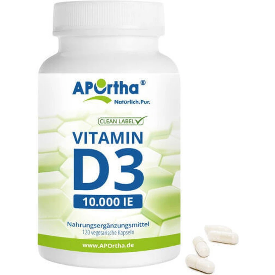 Aportha Vitamin D3 Вітамін для зміцнення імунної системи та здоров'я яєць 10000iu 120 капс.: ціни та характеристики