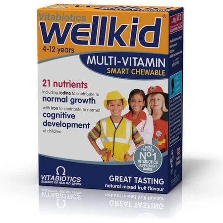 Вітабіотики WellKid WellKid Розумні жувальні таблетки з мультивітаміном Омега-3 для енергійних фруктів 30 жувальних таблеток: ціни та характеристики