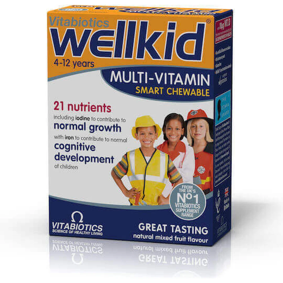 Вітабіотики WellKid WellKid Розумні жувальні таблетки з мультивітаміном Омега-3 для енергійних фруктів 30 жувальних таблеток: ціни та характеристики