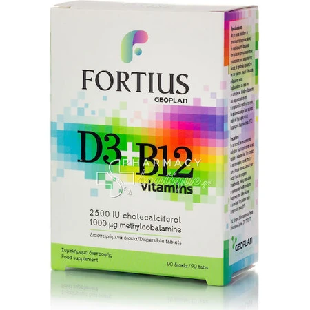 Geoplan Nutraceuticals Fortius D3 & B12 2500iu 1000mg Мультивитамины для энергии, укрепления иммунной и нервной систем 2500iu 1000mg 90 таблеток: цены и характеристики