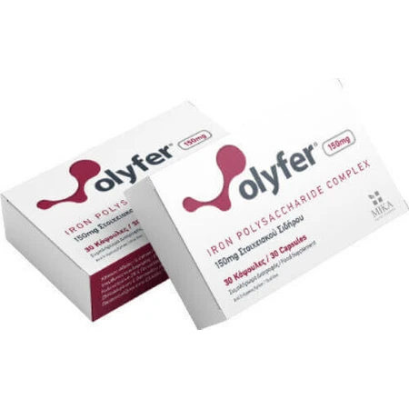 Mika Nutri Pharma Olyfer Комплекс полісахаридів заліза 150 мг заліза 30 капсул: ціни та характеристики
