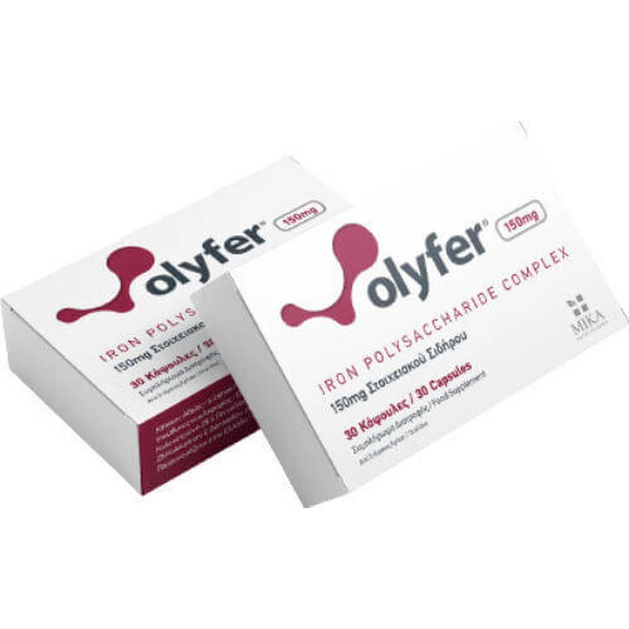 Mika Nutri Pharma Olyfer Комплекс полісахаридів заліза 150 мг заліза 30 капсул: ціни та характеристики