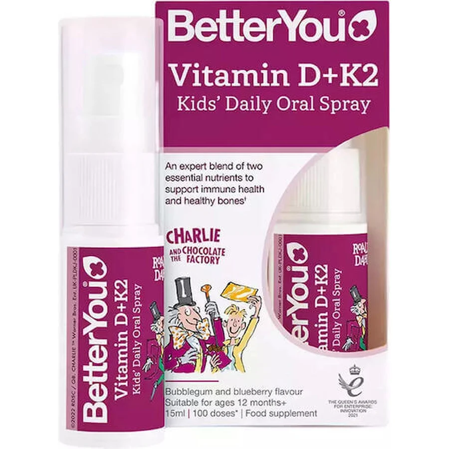 Вітамінний спрей для перорального застосування BetterYou Vitamin D+K2 для зміцнення імунітету та здоров'я яєць 15 мл: ціни та характеристики