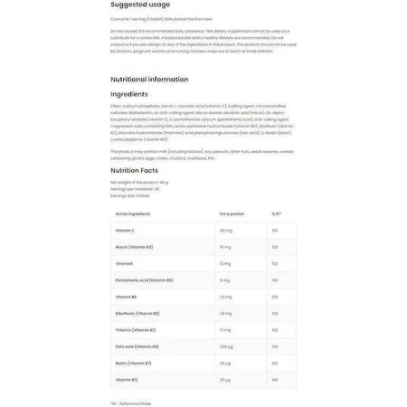 OstroVit Vitamin B Complex Вітамінний комплекс для зміцнення енергії, імунітету та нервової системи 90 таблеток: ціни та характеристики