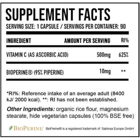 Dna Sports Vit C Вітамін для підтримки імунітету, шкіри та антиоксидантної дії 500 мг 60 капс.: ціни та характеристики