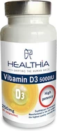 Healthia Vitamin D3 Вітамін для підтримки імунітету та здоров'я яєць 5000iu 250мг 30 м'яких гелів