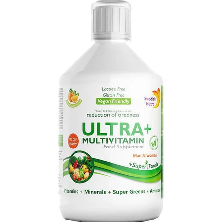 Шведський полівітамінний мультивітамінний комплекс Nutra Ultra+ для зміцнення енергії, імунітету та нервової системи Помаранчевий 500мл: ціни та характеристики