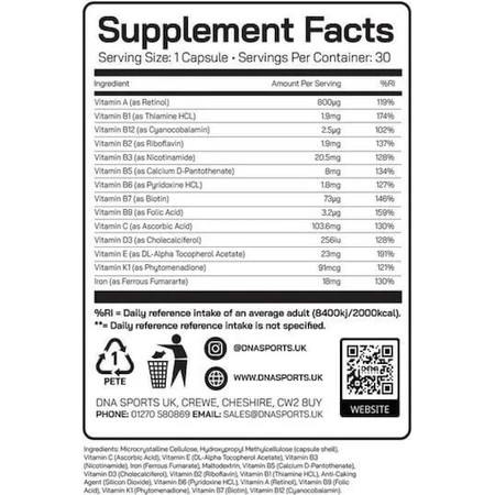 Mrs Sports MulitVit Multivitamin Мультивітамінний комплекс для енергії, зміцнення імунітету та здоров'я птахів 30 капс.: ціни та характеристики
