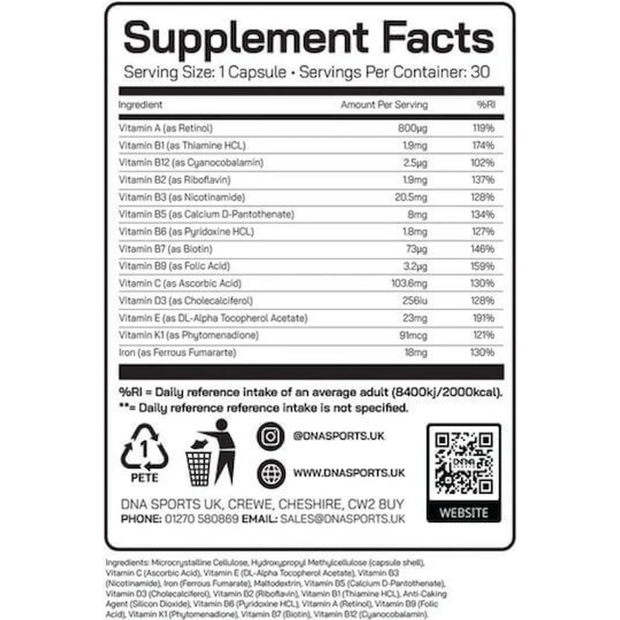Mrs Sports MulitVit Multivitamin Мультивітамінний комплекс для енергії, зміцнення імунітету та здоров'я птахів 30 капс.: ціни та характеристики