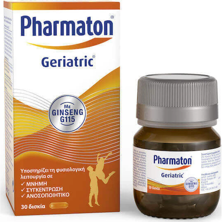 Pharmaton Geriatric with Ginseng G115 Мультивитамины для поддержания энергии, укрепления иммунной и нервной систем 30 таблеток: цены и характеристики