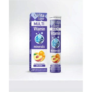 Vitasper Multivitamin & Minerals Мультивітамінний комплекс для енергії Апельсин-Персик 20 табл.