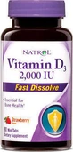 Natrol Вітамін D3 для швидкого розчинення для зміцнення імунітету та здоров'я яєць 2000iu Полуниця 90 таблеток