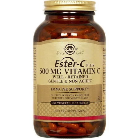 Solgar Ester-C Plus Вітамін для підтримки імунітету, шкіри та антиоксидантної дії 500 мг 250 рослинних капсул: ціни та характеристики