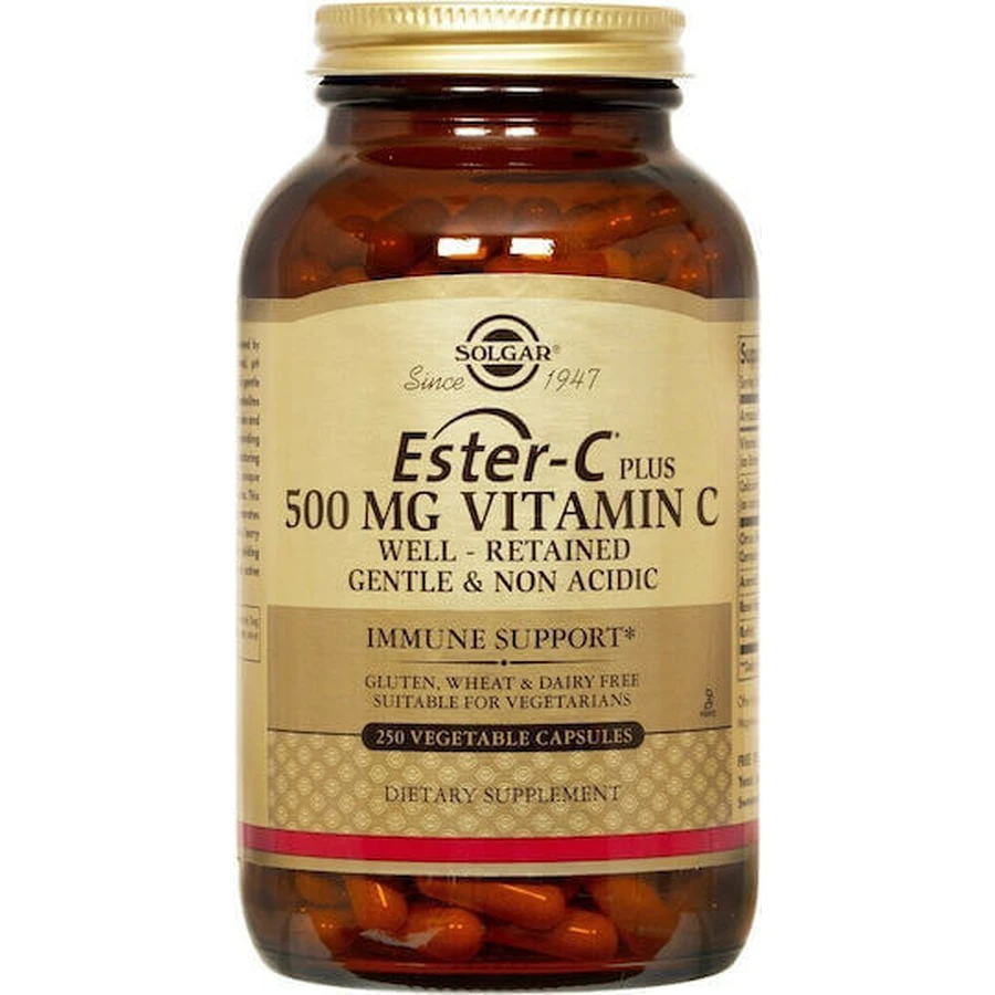 Solgar Ester-C Plus Вітамін для підтримки імунітету, шкіри та антиоксидантної дії 500 мг 250 рослинних капсул: ціни та характеристики