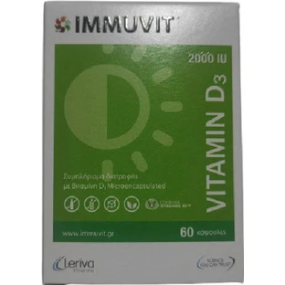 Leriva Pharma Immuvit Vitamin D3 Витамин для укрепления иммунной системы и здоровья яиц 2000iu 60 капс