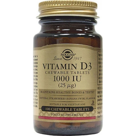 Солгар Витамин D3 для поддержки иммунитета и здоровья яиц 1000iu 100 жевательных таблеток: цены и характеристики