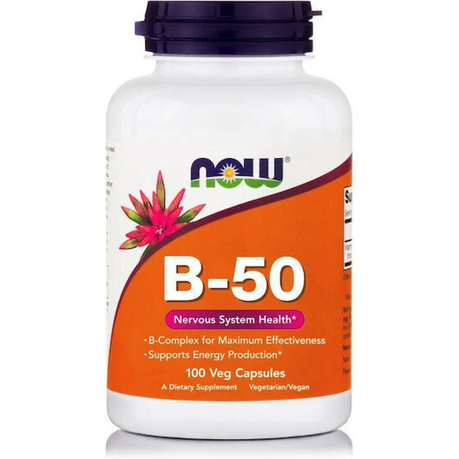 Now Foods B-50 Вітамін для зміцнення енергії, імунної та нервової системи 100 рослинних капсул: ціни та характеристики