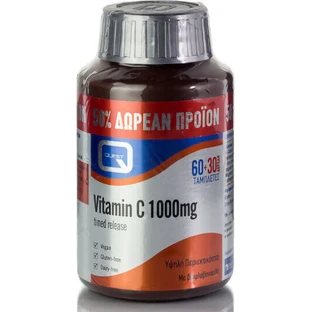 Quest Vitamin C Timed Release Vitamin 60 tablets & Vitamin C 1000mg 30 tablets for Immune System Strengthening, Skin & Antioxidant Action 1000mg Timed Release