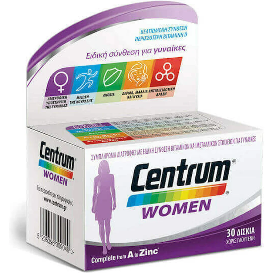 Centrum Women Multivitamin Мультивитамины для энергии и поддержки иммунной системы 30 таблеток: цены и характеристики