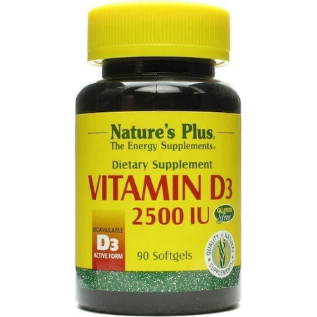 Nature's Plus Вітамін D3 для підтримки імунітету та здоров'я яєць 2500iu 90 м'яких гелів: ціни та характеристики