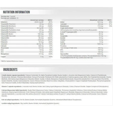 Мультивитамины Scitec Nutrition Multi Pro Plus для поддержания энергии, иммунной и нервной систем 30 x 1 пакетик: цены и характеристики