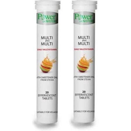 Полівітамінний мультивітамінний комплекс Power Of Nature Multi Plus Multi Energy Персик 2 x 20 шипучих таблеток: ціни та характеристики