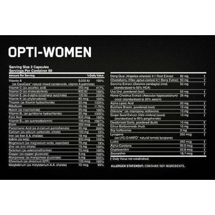 Optimum Nutrition Opti-Women Multivitamin 30+ Інгредієнти Мультивітамінний комплекс для енергії, імунної системи та зміцнення волосся 120 капс.