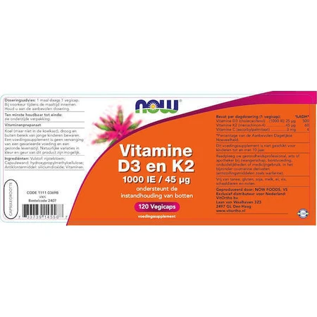 Now Foods Вітамін D-3 та К-2 для зміцнення імунної системи та здоров'я яєць 1000iu 120 рослинних 120 капсул: ціни та характеристики
