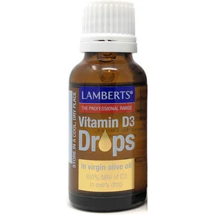 Вітамінні краплі Lamberts Vitamin D3 для зміцнення імунної системи та здоров'я яєць 200iu 20мл 20мл