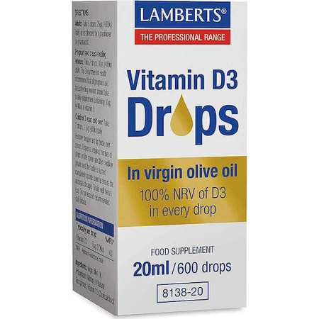 Вітамінні краплі Lamberts Vitamin D3 для зміцнення імунної системи та здоров'я яєць 200iu 20мл 20мл: ціни та характеристики