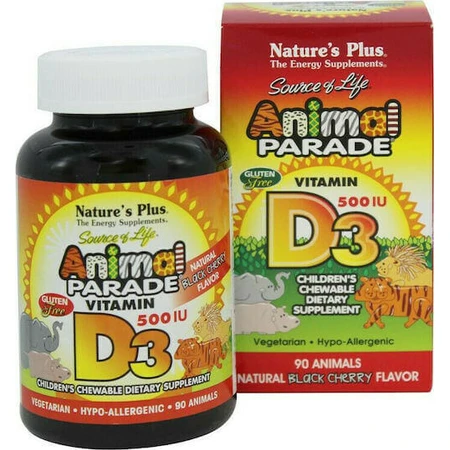 Nature's Plus Вітамін D3 для підтримки імунітету та здоров'я яєць Вишня 90 жувальних таблеток: ціни та характеристики