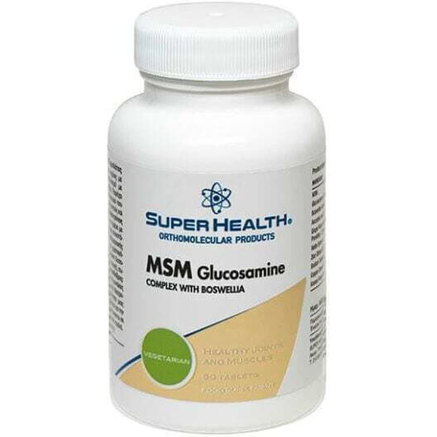 Глюкозамінний комплекс Super Health Msm з добавкою для здоров'я суглобів та кісток з босвелією 90 таб.: ціни та характеристики