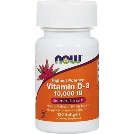 Now Foods Витамин D-3 для поддержки иммунитета и здоровья яиц 10000iu 120 софтгелей: цены и характеристики