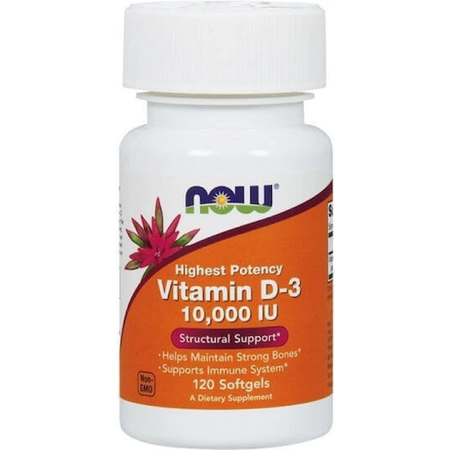 Now Foods Витамин D-3 для поддержки иммунитета и здоровья яиц 10000iu 120 софтгелей: цены и характеристики