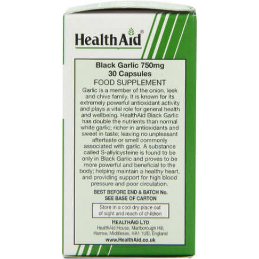 Health Aid Черный чеснок 750 мг 30 растительных капсул: цены и характеристики