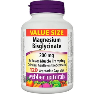 Webber Naturals Глицинат магния 200 мг 120 капсул травяные