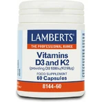 Lamberts Vitamin D3 1000iu & K2 90µg Вітамін для зміцнення імунної системи та здоров'я яєць 1000iu 60 капс.: ціни та характеристики
