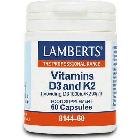 Lamberts Vitamin D3 1000iu & K2 90µg Вітамін для зміцнення імунної системи та здоров'я яєць 1000iu 60 капс.: ціни та характеристики