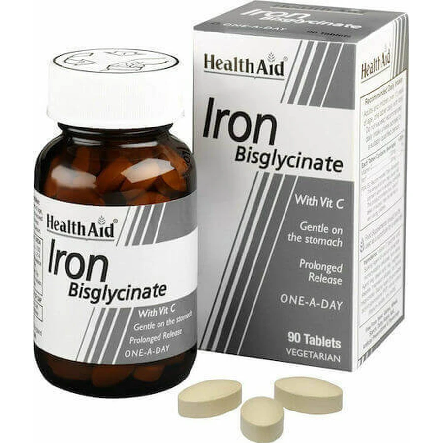 Health Aid Iron Bisglycinate 30mg 90 Tablets: цены и характеристики