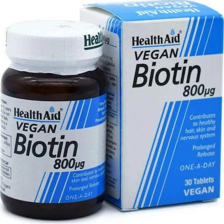 Health Aid Биотин Витамин для волос, кожи и ногтей 800 мкг 30 x 1 таблетка: цены и характеристики