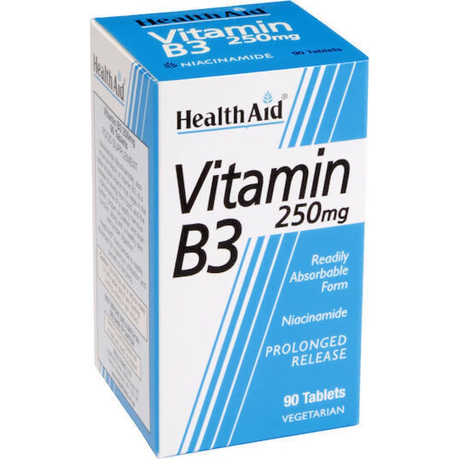 Health Aid Вітамін В3 Вітамін для здоров'я нервової системи 250 мг 90 таблеток: ціни та характеристики